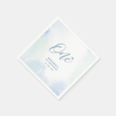 Eén | Blauw hart en Waterverf jongen 1e verjaardag Servet (Hoek)