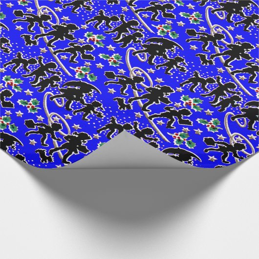 Een blauw kerstfeest in het regenwrapppapier cadeaupapier (Hoek)