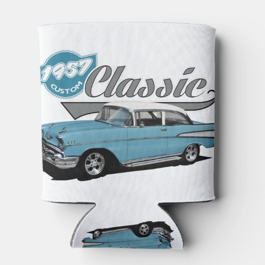 Een blauw Klassiek Blikjeskoeler (Achterkant)