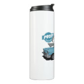 Een blauw Klassiek Thermosbeker (Gedraaid links)