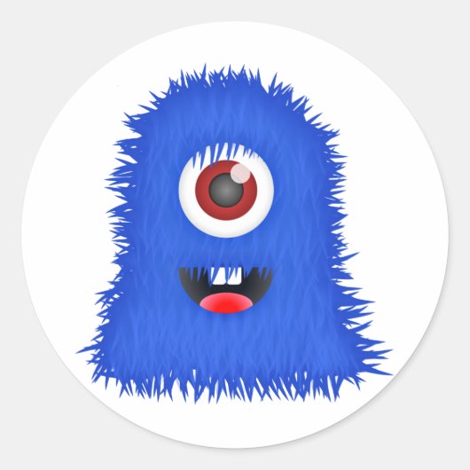 Een blauw monster met één oog ronde sticker (Voorkant)