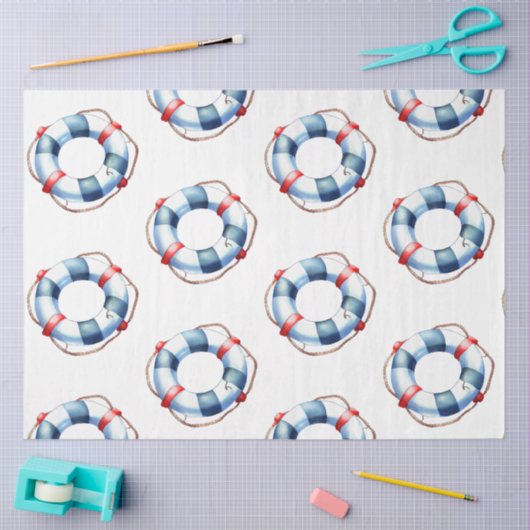 Een blauw Nautical Series Design 5 Tissuepapier (Craft)