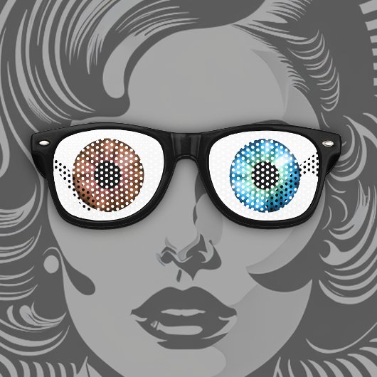 Eén blauw oog en één bruine oog! retro zonnebril