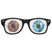 Eén blauw oog en één bruine oog! retro zonnebril (Voorkant)