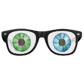 Eén blauw oog en één groen oog! retro zonnebril (Voorkant)