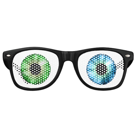 Eén blauw oog en één groen oog! retro zonnebril (Voorkant)