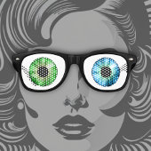 Eén blauw oog en één groen oog! retro zonnebril