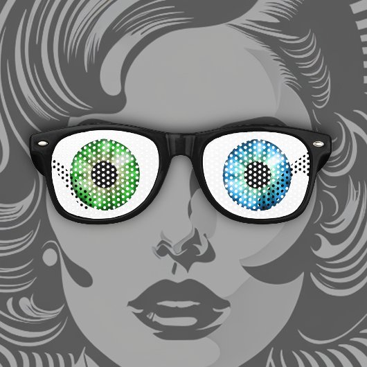 Eén blauw oog en één groen oog! retro zonnebril