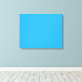 Een blauw vierkant omlijst door een witte rand, pr canvas afdruk (Insitu (Houten vloer))