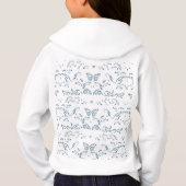 Een blauw-wit behang met een patroon erop (Achterkant)