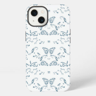 Een blauw-wit behang met een patroon erop iPhone 13 hoesje