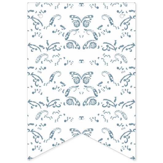 een blauw-wit behang met een patroon erop vlaggetjes (Eerste vlag)