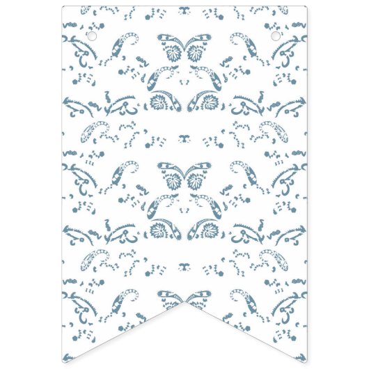 een blauw-wit behang met een patroon erop vlaggetjes (Derde vlag)