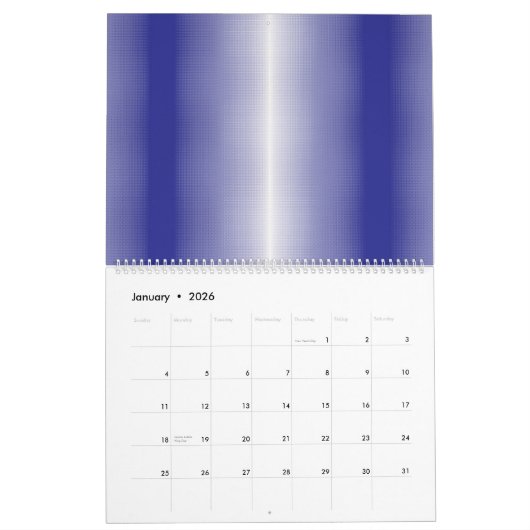 Een blauw-wit gestreepte achtergrond kalender (Jan 2026)