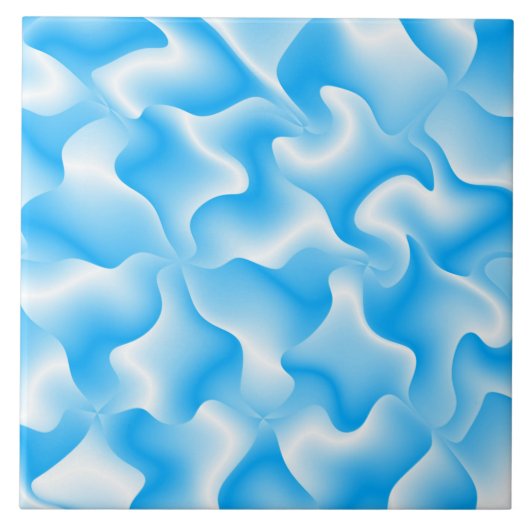 Een blauw & wit groovy modern tegels design tegeltje (Voorkant)