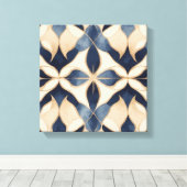 Een blauw-wit patroon canvas afdruk (Insitu (Houten vloer))