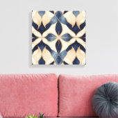 Een blauw-wit patroon canvas afdruk (Insitu (Woonkamer))