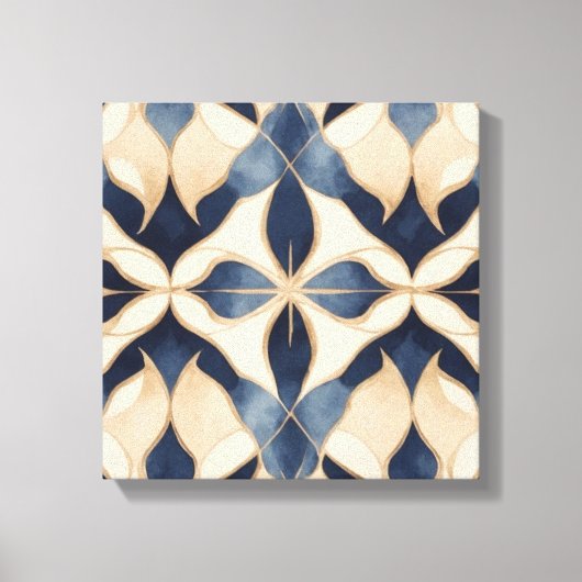 Een blauw-wit patroon canvas afdruk (Voorkant)