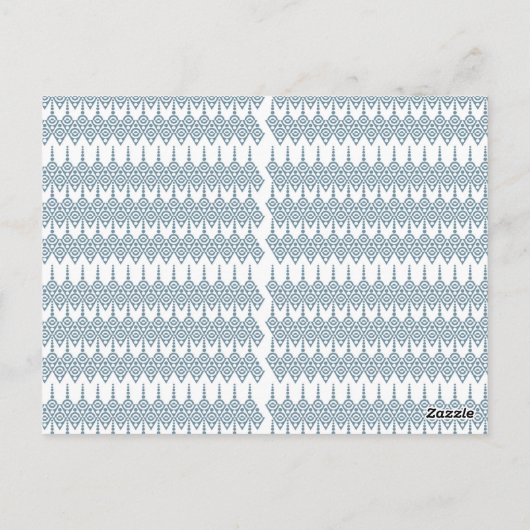Een blauw-wit patroon met een witte achtergrond briefkaart (Achterkant)