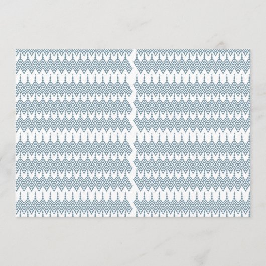 Een blauw-wit patroon met een witte achtergrond programmakaart (Achterkant)