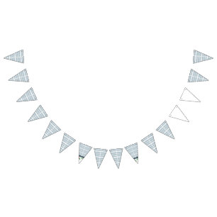 Een blauw-wit patroon met een witte achtergrond vlaggetjes