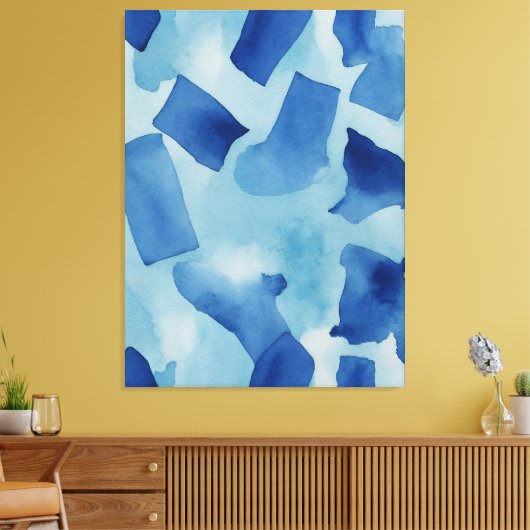 Een blauw-witte achtergrond canvas afdruk (Insitu (Woonkamer))