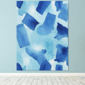 Een blauw-witte achtergrond canvas afdruk (Insitu (Houten vloer))