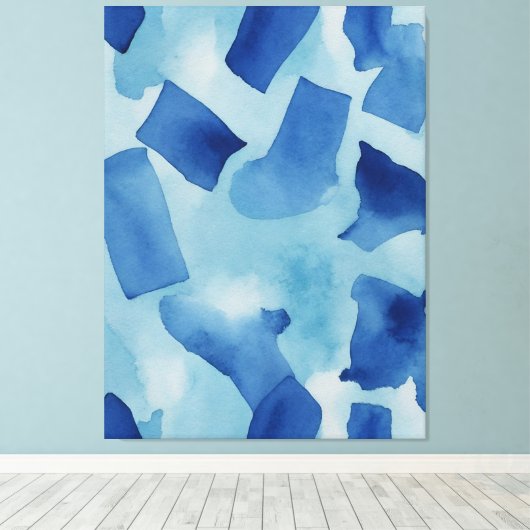 Een blauw-witte achtergrond canvas afdruk (Insitu (Houten vloer))