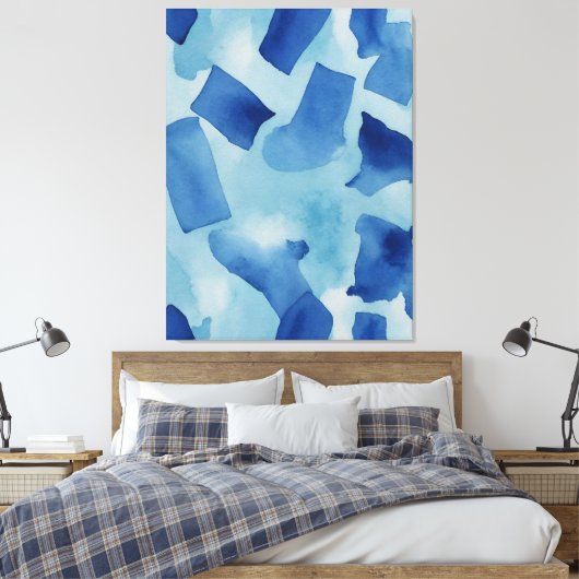 Een blauw-witte achtergrond canvas afdruk (Insitu (Slaapkamer))