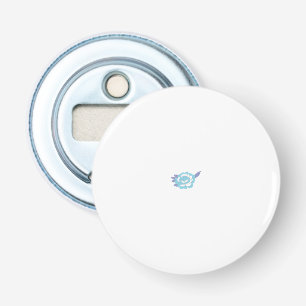 Een blauw-witte bloem op een witte achtergrond button flesopener