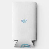 Een blauw-witte bloem op een witte achtergrond seltzer blikjeskoeler (Achterkant)