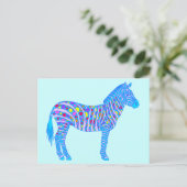 Een blauw Zebra Stippen Stripes Oorspronkelijke Po Briefkaart (Staand voorkant)