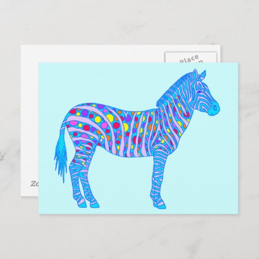 Een blauw Zebra Stippen Stripes Oorspronkelijke Po Briefkaart (Voorkant / Achterkant)