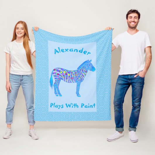 Een blauw Zebra strips met een verfcode Fleece Deken (In situ)