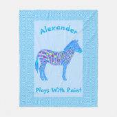 Een blauw Zebra strips met een verfcode Fleece Deken (Voorkant)
