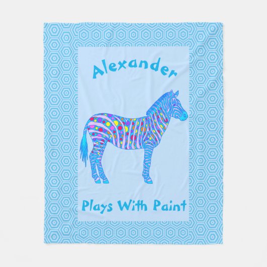 Een blauw Zebra strips met een verfcode Fleece Deken (Voorkant)
