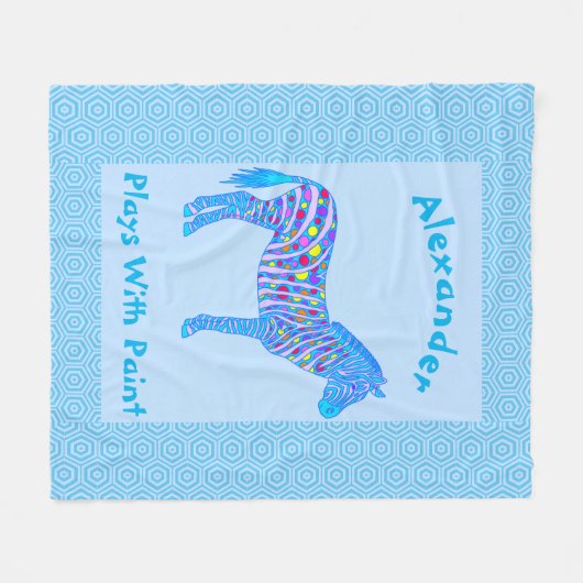 Een blauw Zebra strips met een verfcode Fleece Deken (Voorkant (Horizontaal))