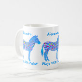 Een blauw Zebra strips met schilderdeklaag Koffiemok (Voorkant links)