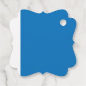 Een blauwe achtergrond met een bedankjes labels (Achterkant)