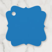 Een blauwe achtergrond met een bedankjes labels (Voorkant)