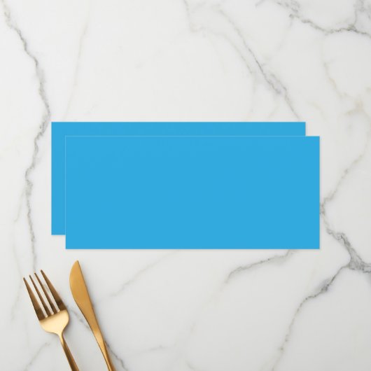 Een blauwe achtergrond met een menu (Voorkant / Achterkant in situ)