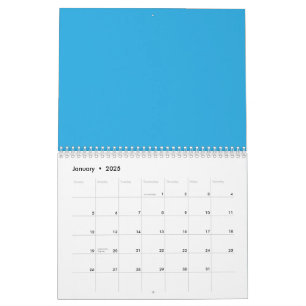 Een blauwe achtergrond met een zwarte en witte kat kalender