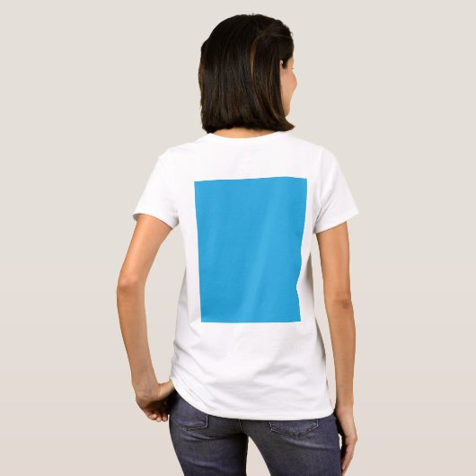 Een blauwe achtergrond met een zwarte en witte kat t-shirt (Achterkant volledig)