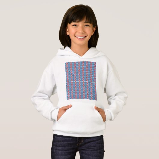 Een blauwe achtergrond met rode en witte design (Voorkant volledig)