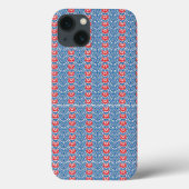 Een blauwe achtergrond met rode en witte design Case-Mate iPhone case (Achterkant)
