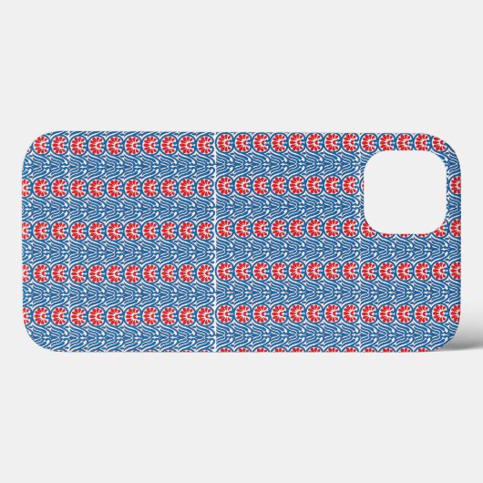Een blauwe achtergrond met rode en witte design Case-Mate iPhone case (Achterkant (horizontaal))