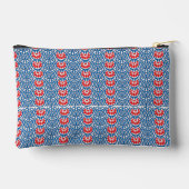 Een blauwe achtergrond met rode en witte design etui (Achterkant)