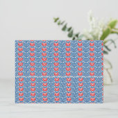 Een blauwe achtergrond met rode en witte design kaart (Staand voorkant)