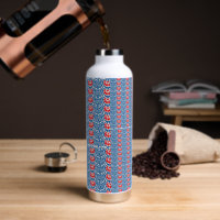Een blauwe achtergrond met rode en witte design