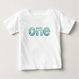Eén blauwe baby t-shirt met patroon voor 1e verjaa
